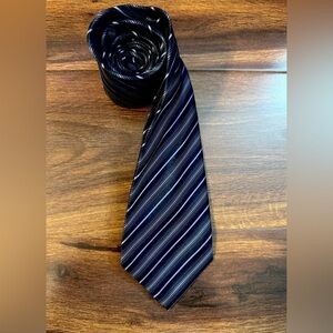 BERGAMO New York Stripes on Black HandMade Repp Tie